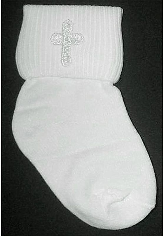 NEW BOYS BAPTISM CHRISTENING EMBRIODERED CROSS SOCKS  