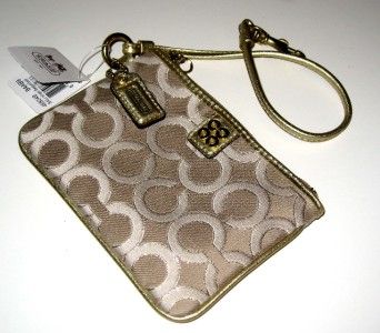 NWT COACH JULIA SIGNATURE OPTIC ART WRISTLET PURSE BAG~NIB 46804B~FREE 