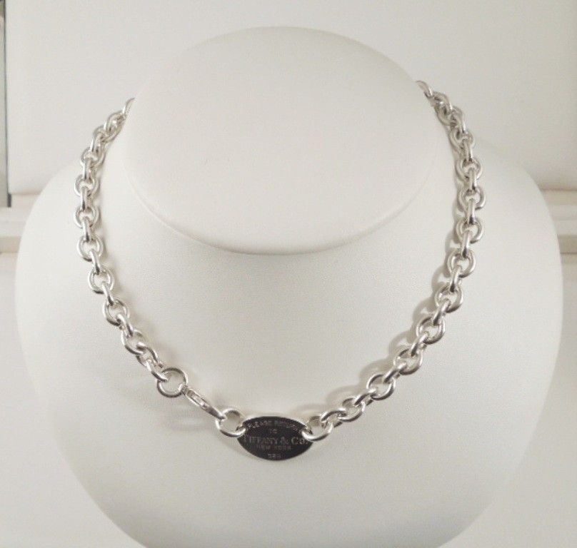 Tiffany & Co. RETURN TO TIFFANY Sterling Silver OVAL TAG Necklace 