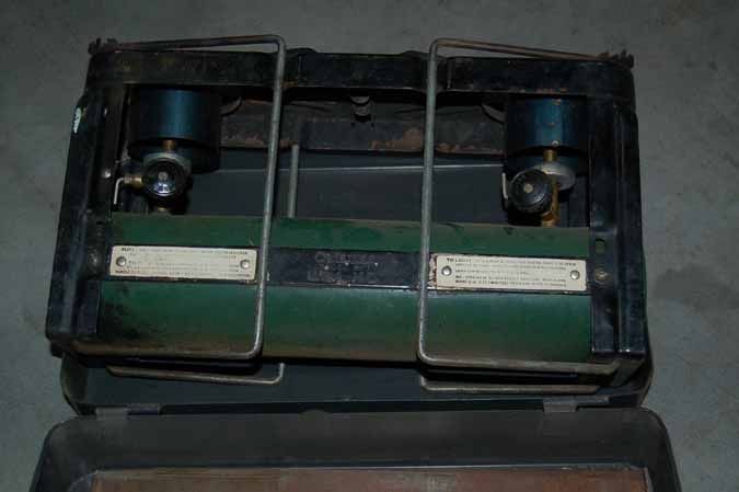 WWII US Army medicall coleman 2 burner stove with storage box vintage 