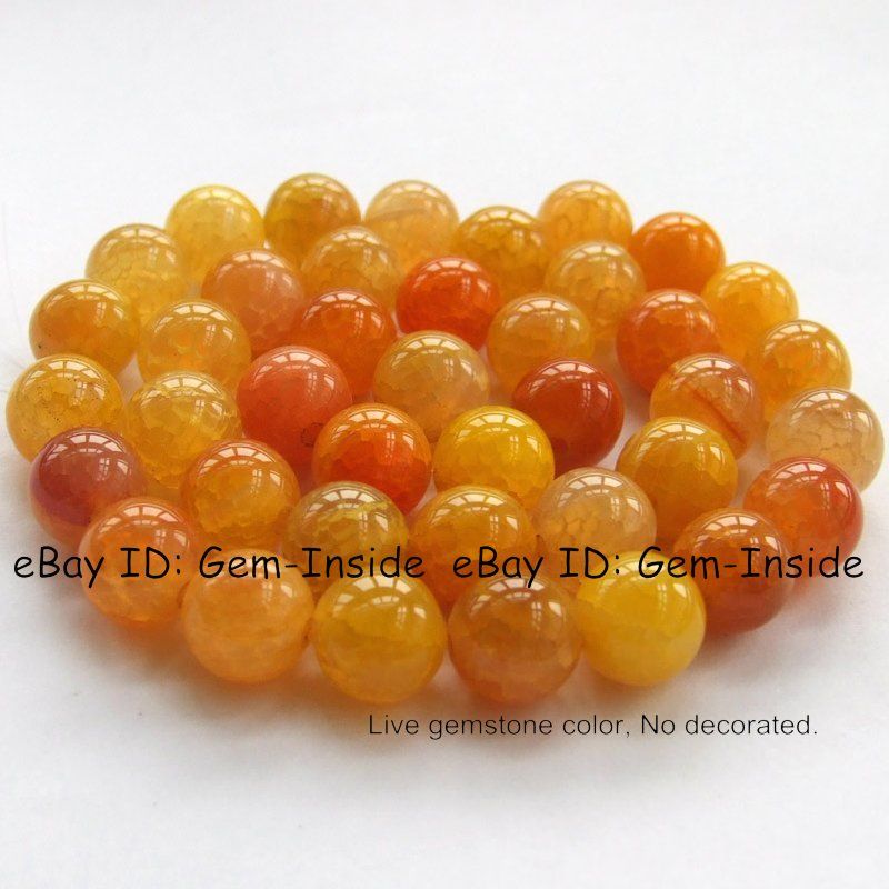 10mm Round Yellow Crash Agate Gemstone Beads 15  