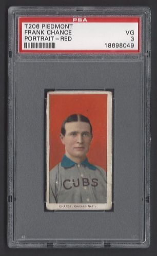 1909 11 T206 Frank Chance Red Portrait Chicago Cubs HOF PSA 3  