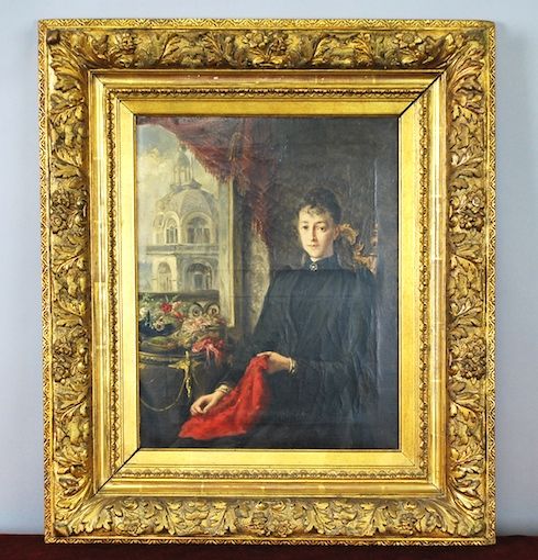 ANTIQUE 19TH CENTURY FLEMISH PORTRAIT PAINTING OF LADY  