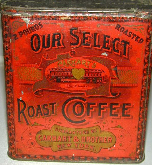 Rare Carhart Coffee Can w/ Railroad Logo New York Coffee Tin  