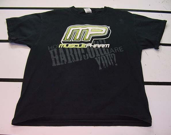 MUSCLEPHARM MUSCLE PHARM BODY BUILDING GYM T SHIRT Sz Mens L black 