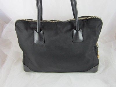 Authentic Designer PRADA Handbag Bag Purse Tote Hobo Black lock & key 