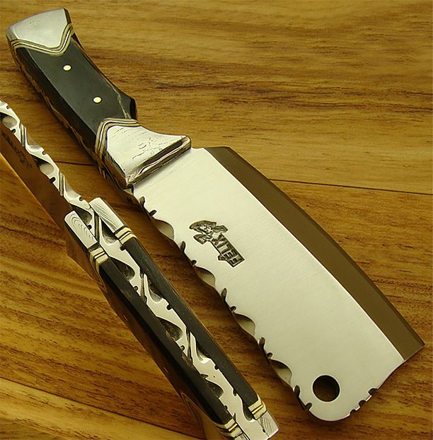   CUSTOM MADE LITTLE CLEAVER SKINNING KNIFE, CHOPPER, DAMASCUS BO  