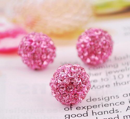  12MM Disco Crystal Ball Beads 9Colors 2MM Hole Fit DIY Braid Charms 