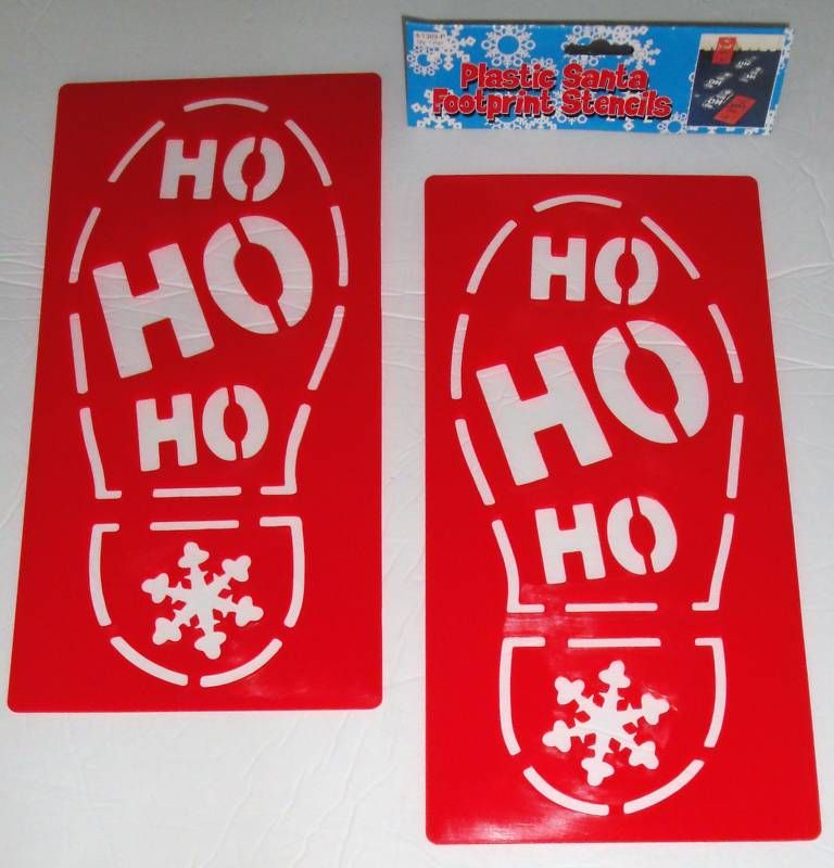 Plastic SANTA FOOTPRINT STENCILS   New just add snow  