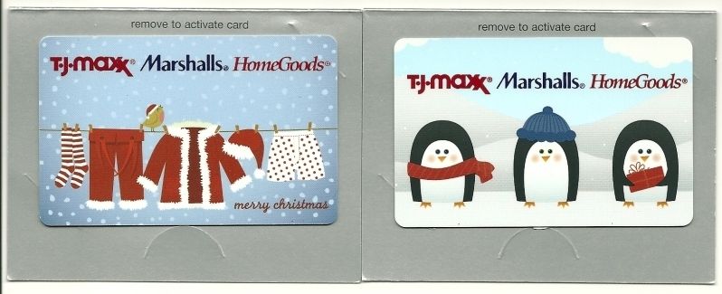 Lot 2 TJ Maxx HomeGoods Marshalls Gift Cards No $ Value  