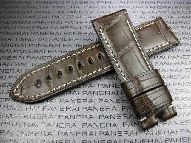   Brown GENUINE ALLIGATOR SKIN STRAP Deployment Leather Band Fit PANERAI