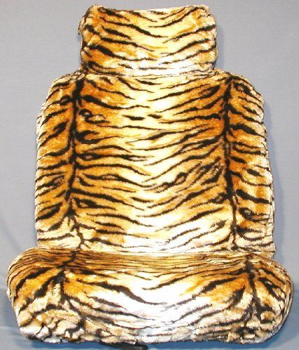 CAR SEAT COVERS   TIGER PRINT BROWN   FRONT PAIR   NEW  