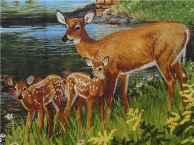 New Deer Covered Bridge Fabric Panel Wild Wings Covered Bridge 