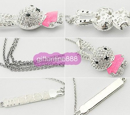 N003W Miffy Rabbit bunny Pendant Rhinestone Necklace  