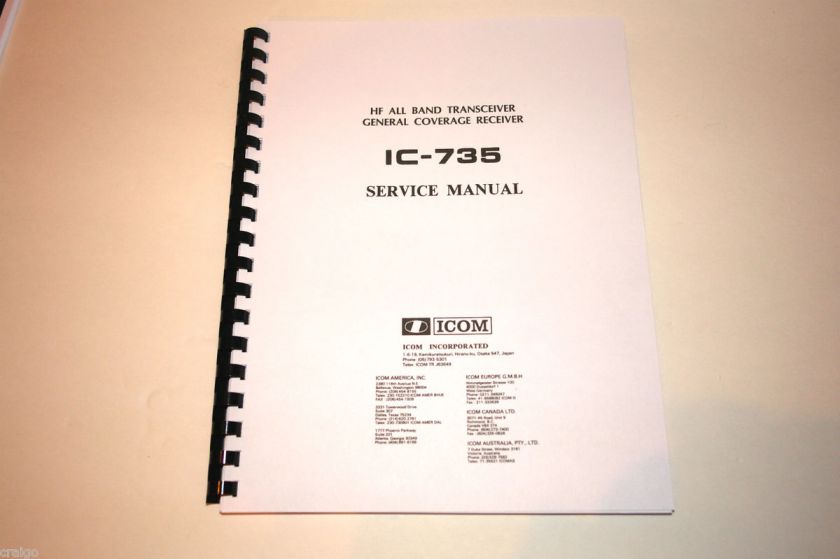Icom IC 735 HF Transceiver SERVICE MANUAL   Comb Bound  
