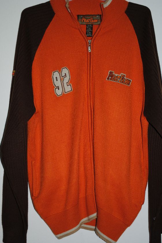 Mens Orange Phat Farm Zip up Sweater XXL Very Nice  