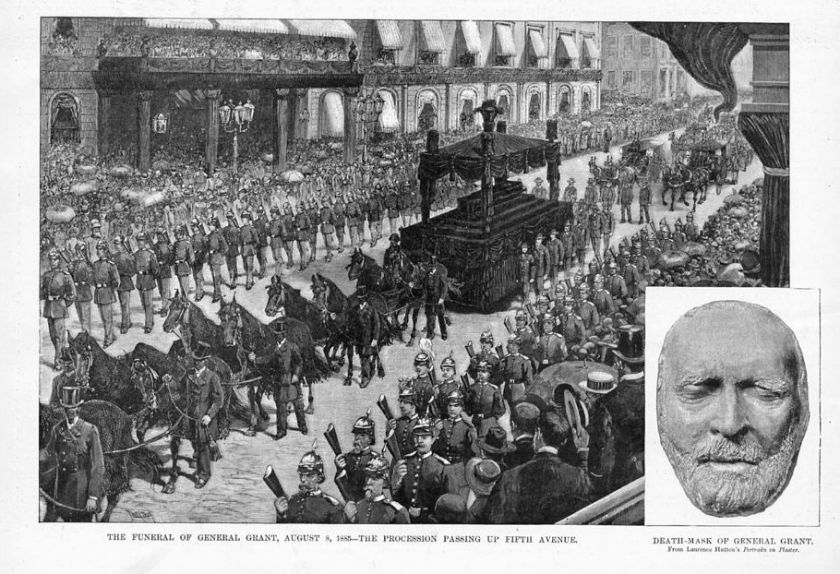 FUNERAL PROCESSION OF GENERAL GRANT CASKET, DEATH MASK  