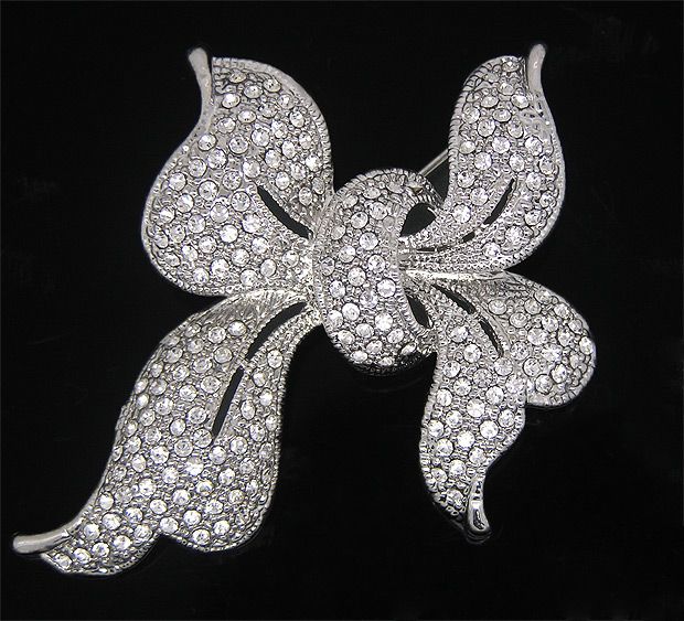 Bow tie Brooch Pin W Swarovski Crystals P218  