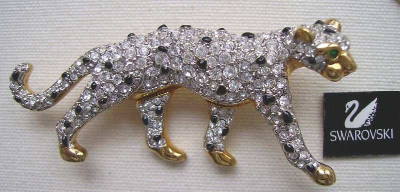 Signed Swarovski Cheetah Brooch/Pin  