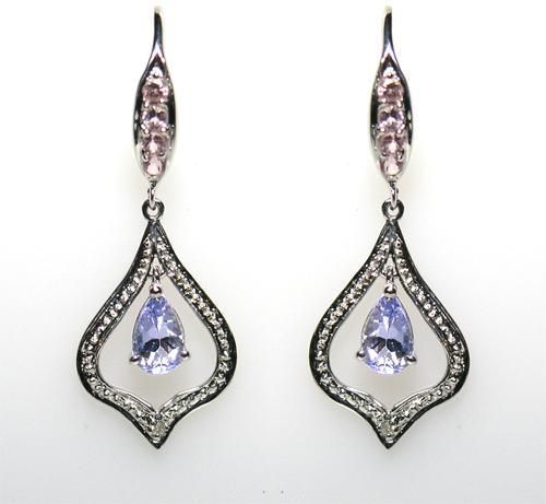 74ct. t.w Tanzanite Earring In 10K WG W/ Diamond  