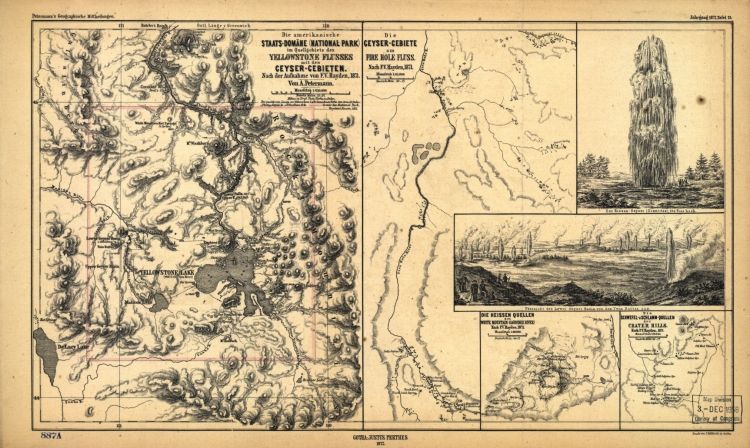 1871 map of Wyoming, Yellowstone National Park  