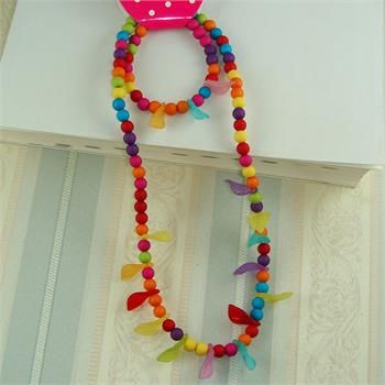 Wholesale 5 Sets Wooden Bead Cute Kid Child Party Necklace Bracelet 