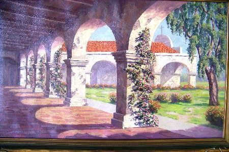 NICHOLSON MISSION SAN JUAN CAPISTRANO OIL CANVAS  