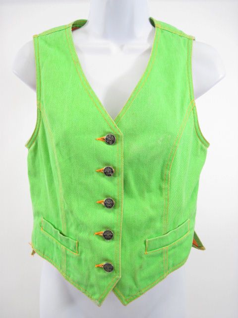 MOSCHINO JEANS Lime Green Vest Top Sz 8  