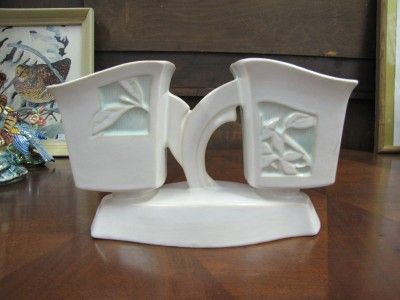 Roseville Silhouette White Double Planter No. 757 9  