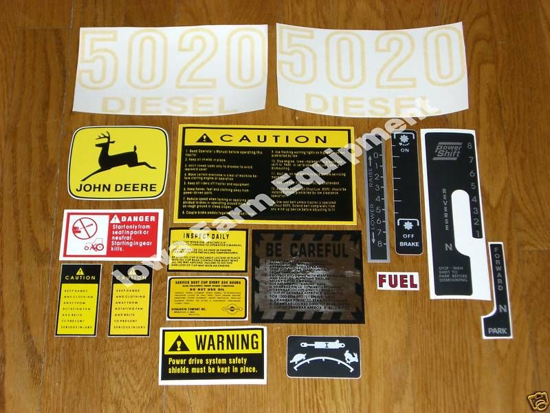 John Deere 5020 Decals Set Gas & Diesel Power Shift  