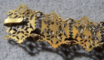 ANTIQUE YELLOW GOLD FILIGREE AMBER TENNIS BRACELET  