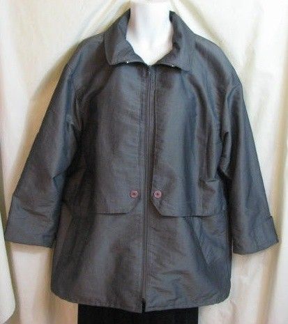 NWOT GRAY MAUVE RAIN COAT CAR PLUS LADIES CASUAL 18 1/2  