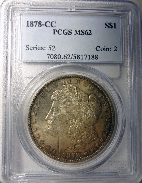 1878 CC MORGAN DOLLAR PCGS MS62 NICE COLOR  