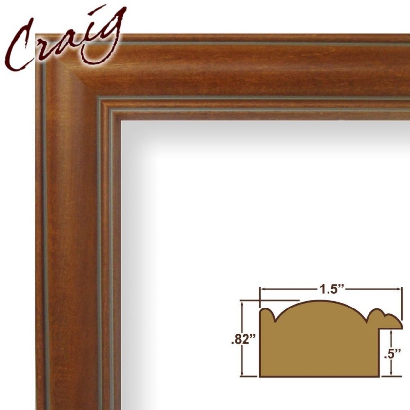 Picture Frame Smooth Pecan Brown 1.5 Wide Complete New Wood Frame 