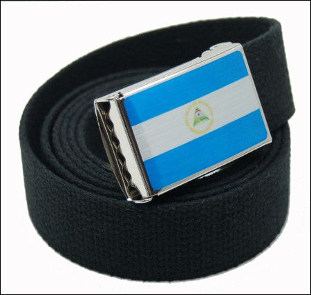 CUSTOM MADE NICARAGUA FLAG CANVAS WEB BELT & BUCKLE  