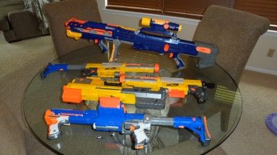 guns LOT Nerf N Strike Longshot CS 6 cs 35 Rifle Scope Blue Clips 