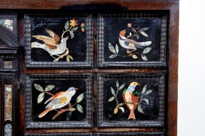 17TH CENTURY ANTIQUE PIETRA DURA CABINET ON STAND  