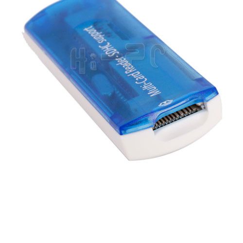 New USB2.0 SD/TF/MS/M2 Multifunction Memory Card Reader Blue  