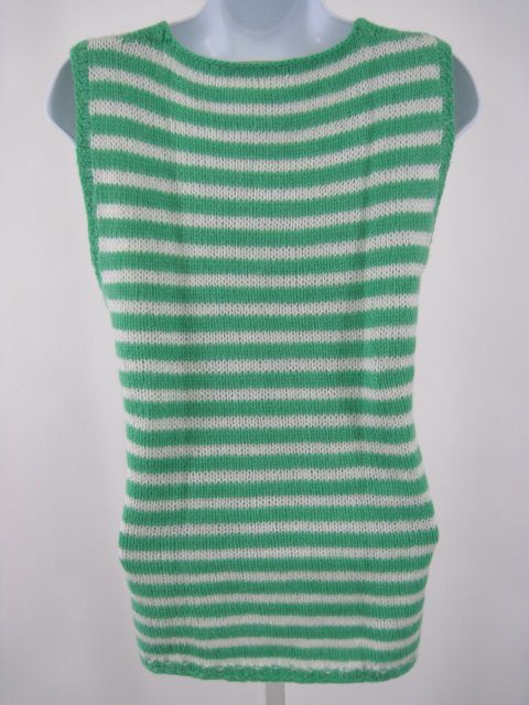 VENERA ARAPU Green White Sleeveless Sweater Vest Sz 40  