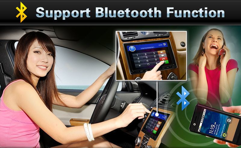 Motorized Touch Screen 2 din In dash Car DVD Player Bluetooth TV 