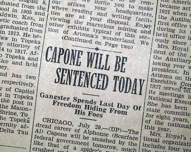 1931 AL CAPONE Tax Evasion Plea Change MAFIA Newspaper  