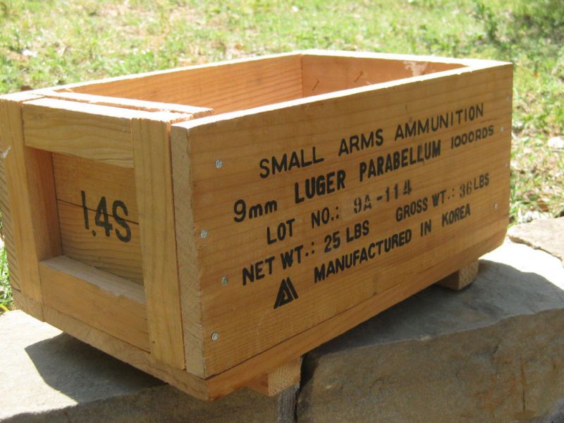 Vintage Luger Parabellum 9mm Wood Ammo Box 1000 RDS  