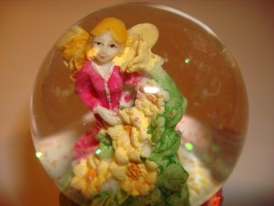 FUCHSIA FAIRY ANGEL SUN FLOWERS BUTTERFLY SNOW GLOBE  