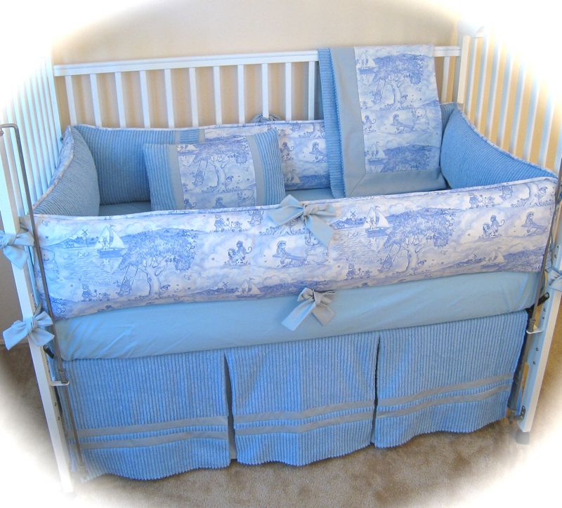 BLUE KELLY RIGHTSELL ANIMAL TOILE BABY CRIB BEDDING SET  