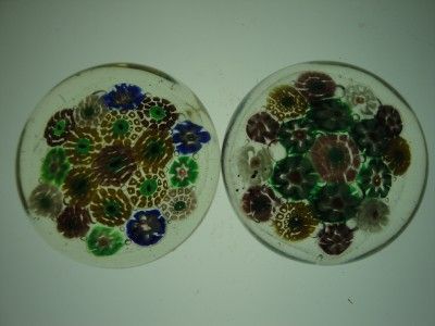 VINTAGE ANTIQUE LOT OF 2 1930S MILLEFIORI CHINESE GLASS PAPERWEIGHT L 