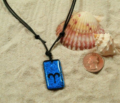 Dichroic Fused Glass Pendant Aries Sign Zodiac art  