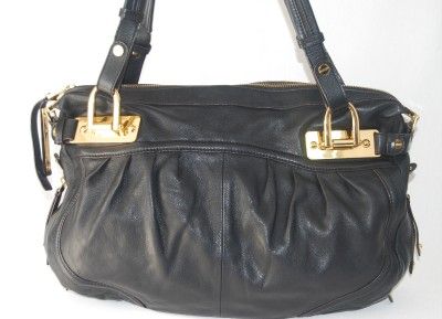 MAKOWSKY CANTERBURY BLACK LEATHER LARGE SATCHEL SHOULDER BAG HANDBAG 