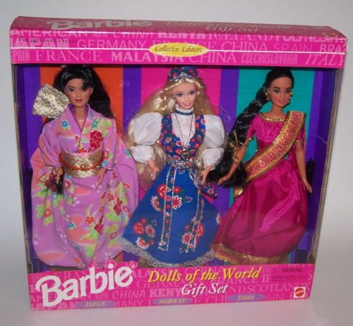 BARBIE DOLLS OF THE WORLD GIFT SET JAPAN NORWAY INDIA  