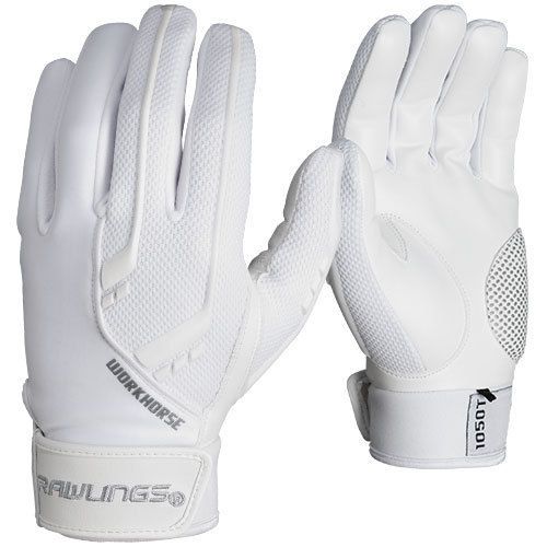 PR Rawlings Workhorse Batting Gloves All White SMALL  