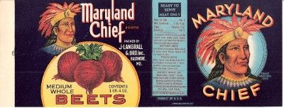 Maryland Chief Beets Can Label J.Langrall Baltimore,Md.  